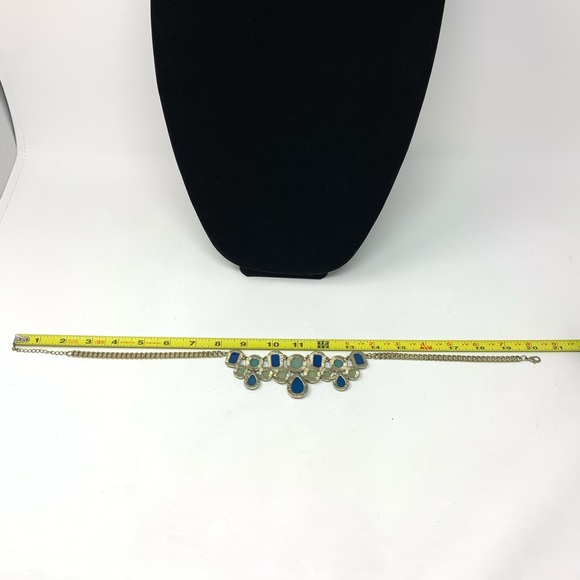 Gold Boho Blue Green Jewel Necklace! - Picture 7 of 8